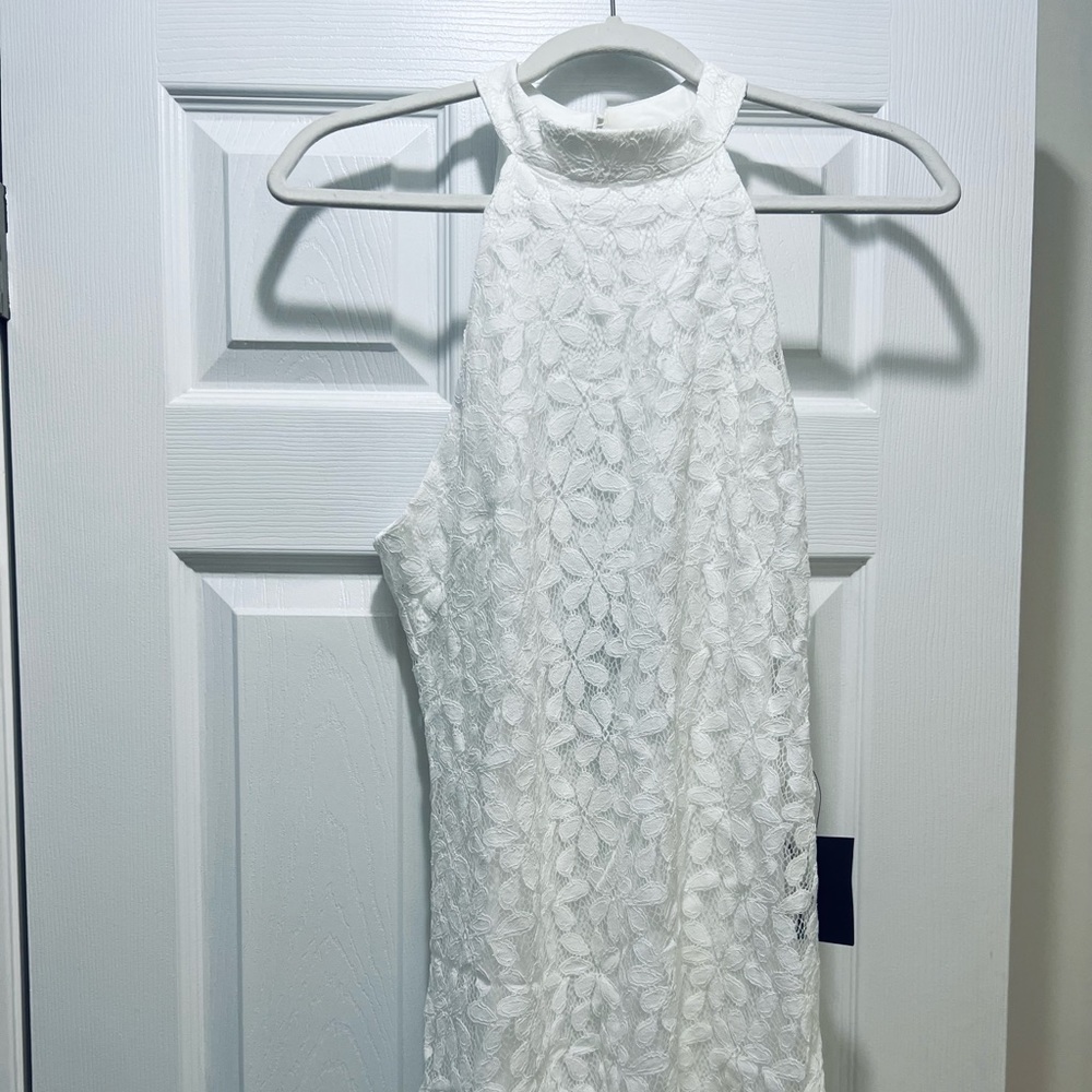 White lace halter dress